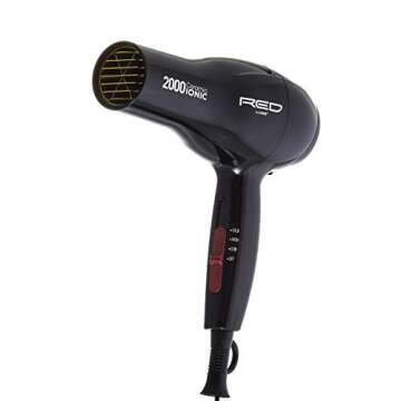 RED by Kiss Hair Dryer Ionic Hair Blow Dryer - Ceramic Technology, Anti-Frizz, 3 Heat Settings, Ligh...