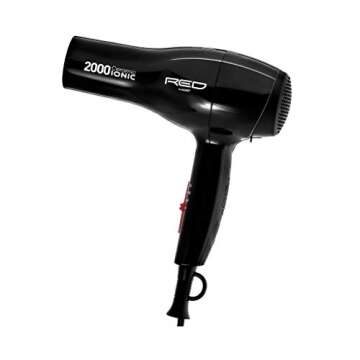 RED by Kiss Hair Dryer Ionic Hair Blow Dryer - Ceramic Technology, Anti-Frizz, 3 Heat Settings, Lightweight, 2 Detangler Piks