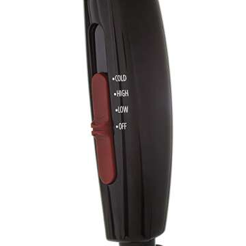 RED by Kiss Hair Dryer Ionic Hair Blow Dryer - Ceramic Technology, Anti-Frizz, 3 Heat Settings, Lightweight, 2 Detangler Piks