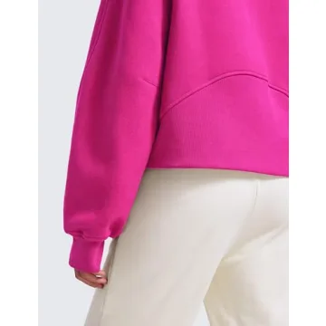 CRZ YOGA Womens Fleece Lined Half Zip Hoodies Pullover Oversized Long Sleeve Casual Workout Sweatshirts with Thumb Holes Hibiscus Purple Large