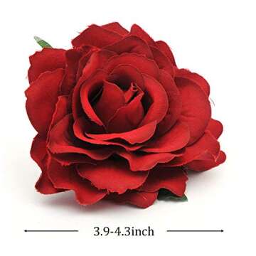 BABEYOND Rose Flower Hair Clips Bride Flower Hair Accessories Flamenco Dancer Pins (Red2 6PCS)