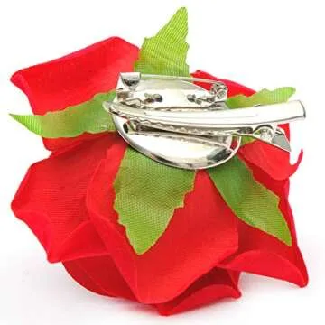 BABEYOND Rose Flower Hair Clips Bride Flower Hair Accessories Flamenco Dancer Pins (Red2 6PCS)