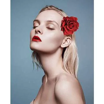 BABEYOND Rose Flower Hair Clips Bride Flower Hair Accessories Flamenco Dancer Pins (Red2 6PCS)