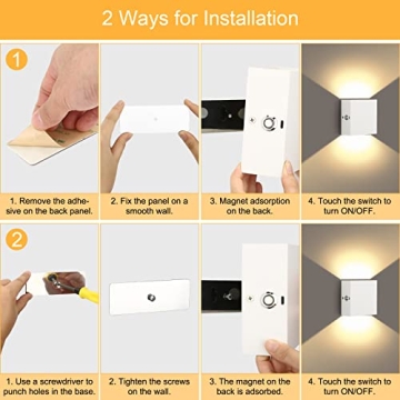 Lightess Battery Wall Sconce - Touch Control LED Indoor Lights