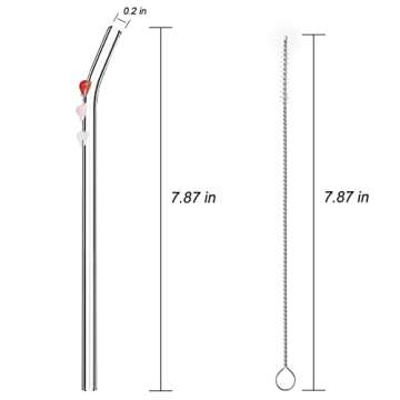 6PCS Reusable Glass Straw Design Glass Straw,Colorful Straws Cocktails Bar Accessories Cleaning Brus...