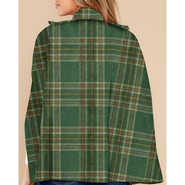 Womens Stylish Plaid Poncho With Pockets For Winter