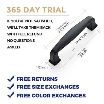 Ravinte 25 Pack Solid Kitchen Cabinet Handles Matte Black