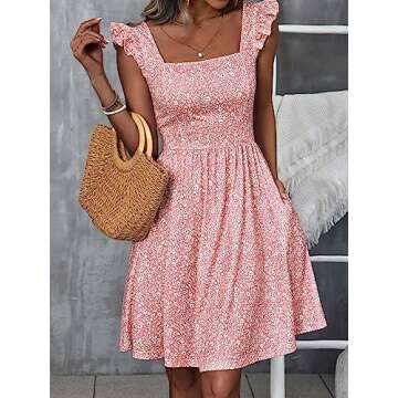 Loemes Sundresses for Women Spring Floral Casual Beach Cottagecore Cute Summer Teen Dresses for Wome...