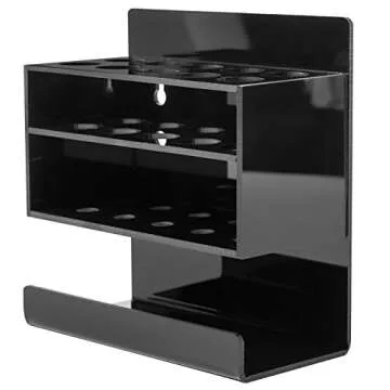 MyGift Wall Mounted Dry Erase Whiteboard Marker Holder Stand with 10 Marker Slots and Eraser Holder, Black