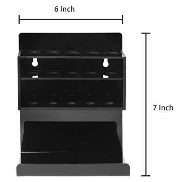 MyGift Wall Mounted Dry Erase Whiteboard Marker Holder Stand with 10 Marker Slots and Eraser Holder, Black