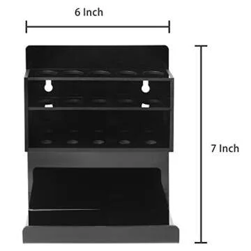 MyGift Wall Mounted Dry Erase Whiteboard Marker Holder Stand with 10 Marker Slots and Eraser Holder, Black