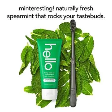 Hello Vegan Fluoride Toothpaste, Moisturizing Hemp Seed Oil + Coconut Oil, Super Fresh Family Farmed Spearmint, Naturally Whitening Toothpaste, Helps Remove Plaque, 4 Ounce