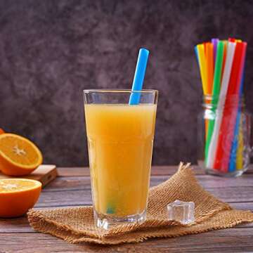 100 PCS Jumbo Smoothie Straws, Colorful Disposable Plastic Large Wide-mouthed Milkshake Straw (0.43" Diameter and 8.2" long)