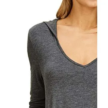 Jacansi Women Fall Maxi Hoodie Dress V Neck Plain Long Maxi Lounging Dresses (001-Dark Gray, M)