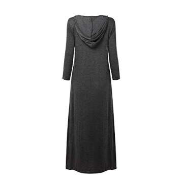 Jacansi Women Fall Maxi Hoodie Dress V Neck Plain Long Maxi Lounging Dresses (001-Dark Gray, M)