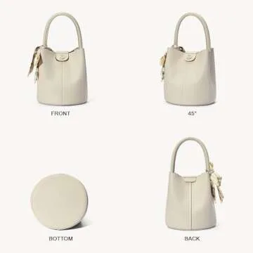 BOSTANTEN Small Crossbody Bags for Women Vegan Leather Mini Bucket Handbag Removable Shoulder Strap Beige