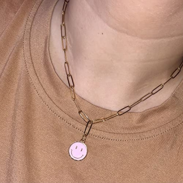 YQZIYOU 6 PCS Smiley Face Necklaces for Women - Happy Face Charms Choker for Women, Y Necklaces for Women, Fashion Pendant Necklace Jewelry, Gifts for Women