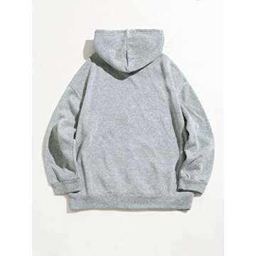 SOLY HUX Women's Letter Graphic Print Sweatshirt Casual Long Sleeve Drawstring Pocket Pullover Top Hoodie Grey L