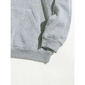 SOLY HUX Women's Letter Graphic Print Sweatshirt Casual Long Sleeve Drawstring Pocket Pullover Top Hoodie Grey L