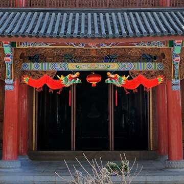 Bememo 3D Chinese New Year Dragon Garland Hanging Decoration (4.92 Feet)