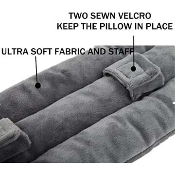 SKIYHON Seat Belt Pillow for Mastectomy Post-Surgery, Heart Surgery Recovery Support Cushion for Chest Chemo Port Pacemaker Bypass Hysterectomy Recovery Pillow (Gray)