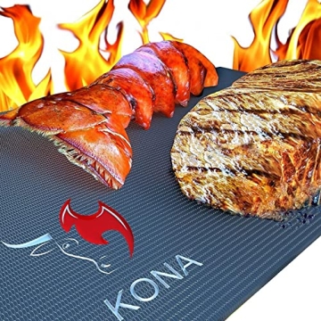 Kona Best BBQ Grill Mat - Heavy Duty 600 Degree Non-Stick Grill Mats Outdoor Grill | Premier BBQ Gri...