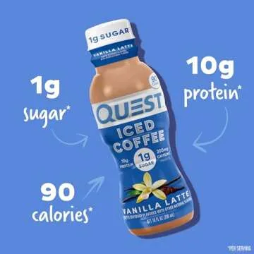 Quest Nutrition Vanilla Latte Iced Coffee, 10g Protein, 1g Sugar