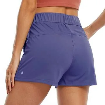 Willit Women's Shorts Hiking Athletic Shorts Yoga Lounge Active Workout Running Shorts Comfy Casual with Pockets Denim Blue L