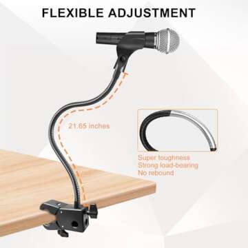 Microphone Stand - Adjustable Desk Mount Arm with Super Clamp for All Microphones