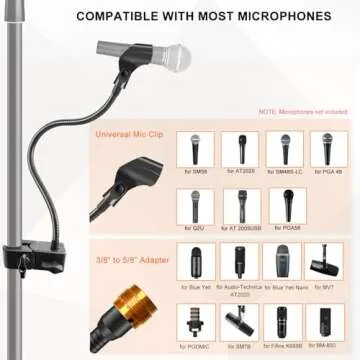 Versatile Gooseneck Microphone Stand with Super Clamp