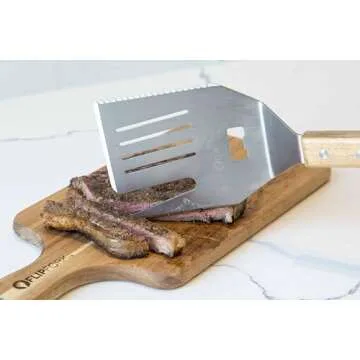 FlipFork Boss - 5 in 1 Grill Spatula with Knife, Fork, Bottle Opener and Turner BBQ Tools. All in One Grill Accessories Set for Outdoor Grills. 18 inch Grilling Accessories BBQ Set