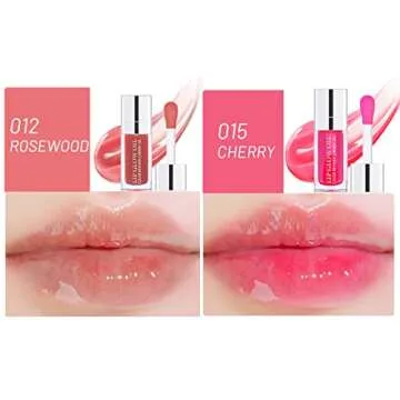 Aaiffey 2 Colors Hydrating Plumping Lip Glow Oil,Moisturizing Lip Oil Gloss Transparent Glossy Lip G...