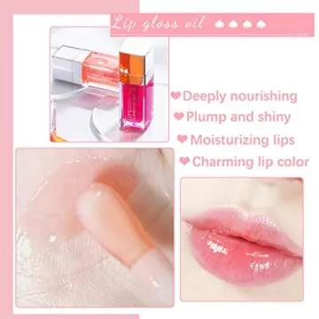 Aaiffey 2 Colors Hydrating Plumping Lip Glow Oil,Moisturizing Lip Oil Gloss Transparent Glossy Lip Gloss Primer Lip Tint for Lip Care and Dry Lip (012#+015#)