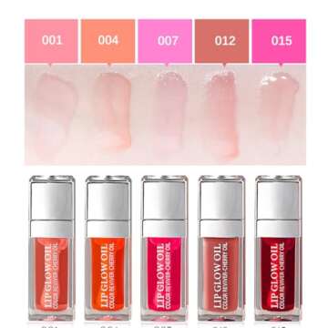 Aaiffey 2 Colors Hydrating Plumping Lip Glow Oil,Moisturizing Lip Oil Gloss Transparent Glossy Lip Gloss Primer Lip Tint for Lip Care and Dry Lip (012#+015#)