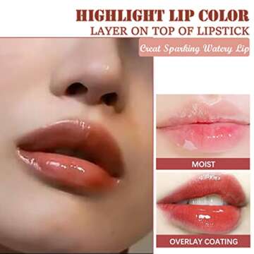 Aaiffey 2 Colors Hydrating Plumping Lip Glow Oil,Moisturizing Lip Oil Gloss Transparent Glossy Lip Gloss Primer Lip Tint for Lip Care and Dry Lip (012#+015#)