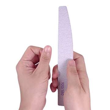 Nail File and Buffer (10 Pcs), Buffer Block Nail Files Double Sided 100/180 Grit for Acrylic and Natural Nails, fingernail Emery Board Buffing Blocks Manicure Set Nail Care kit Tool Halfmoon Arc