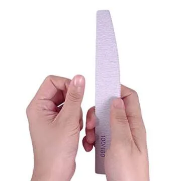 Nail File and Buffer (10 Pcs), Buffer Block Nail Files Double Sided 100/180 Grit for Acrylic and Natural Nails, fingernail Emery Board Buffing Blocks Manicure Set Nail Care kit Tool Halfmoon Arc