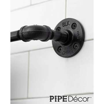 Pipe Décor 5624BK Industrial and Rustic 24" Towel Bar Complete Set Electroplated Black Finish