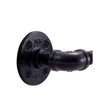 Pipe Décor 5624BK Industrial and Rustic 24" Towel Bar Complete Set Electroplated Black Finish