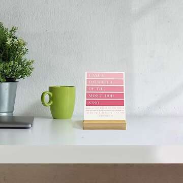 Bible Verse Rustic Desk Decor with Stand for Home