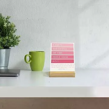 Bible Verse Rustic Desk Decor with Stand for Home