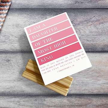 Bible Verse Rustic Desk Decor with Stand for Home