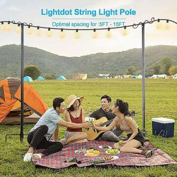 Lightdot Outdoor String Light Poles, 9FT Metal Patio Light Poles Post for Outside with Fork for Outs...
