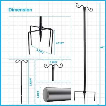 Lightdot Outdoor String Light Poles, 9FT Metal Patio Light Poles Post for Outside with Fork for Outside Hanging Backyard Garden, Deck Lighting Stand for Parties, Wedding, Halloween Decor -2Pack