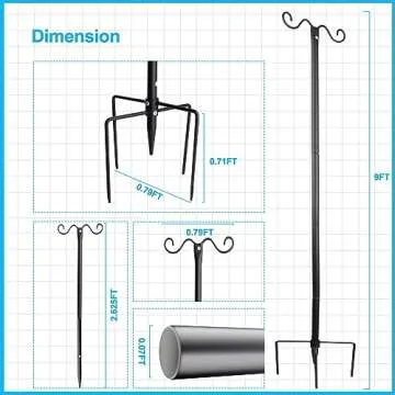 Lightdot Outdoor String Light Poles, 9FT Metal Patio Light Poles Post for Outside with Fork for Outside Hanging Backyard Garden, Deck Lighting Stand for Parties, Wedding, Halloween Decor -2Pack