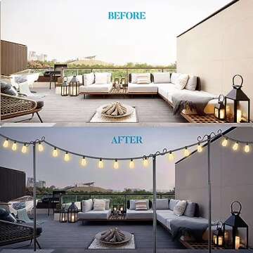 Lightdot Outdoor String Light Poles, 9FT Metal Patio Light Poles Post for Outside with Fork for Outside Hanging Backyard Garden, Deck Lighting Stand for Parties, Wedding, Halloween Decor -2Pack