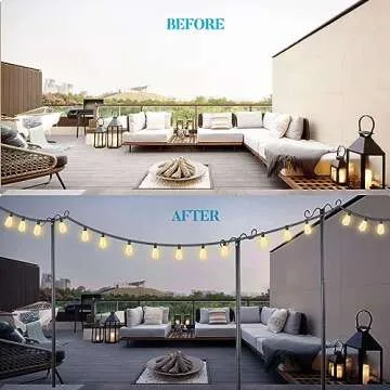 Lightdot Outdoor String Light Poles, 9FT Metal Patio Light Poles Post for Outside with Fork for Outside Hanging Backyard Garden, Deck Lighting Stand for Parties, Wedding, Halloween Decor -2Pack