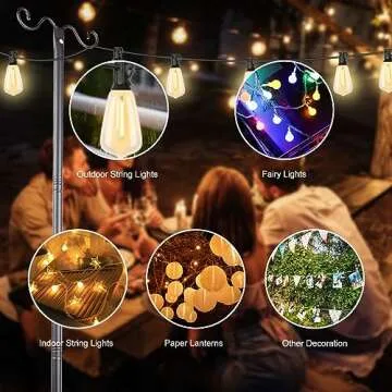 Lightdot Outdoor String Light Poles, 9FT Metal Patio Light Poles Post for Outside with Fork for Outside Hanging Backyard Garden, Deck Lighting Stand for Parties, Wedding, Halloween Decor -2Pack