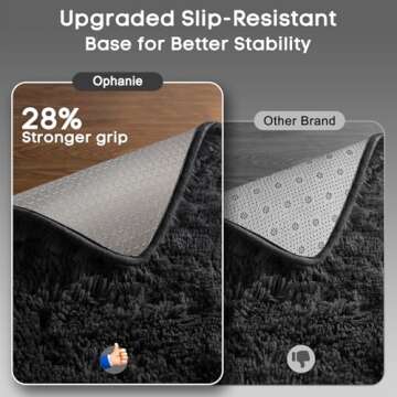 Ophanie Black Area Rugs for Bedroom Living Room, 4x6 Fluffy Fuzzy Shag Shaggy Carpet Soft Plush Furry Bedside Rug, Indoor Floor Rug for Kids Girls Boys Home Decor Aesthetic, Dorm Nursery