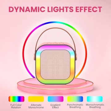 Mini Karaoke Machine with Wireless Mics and LED Lights